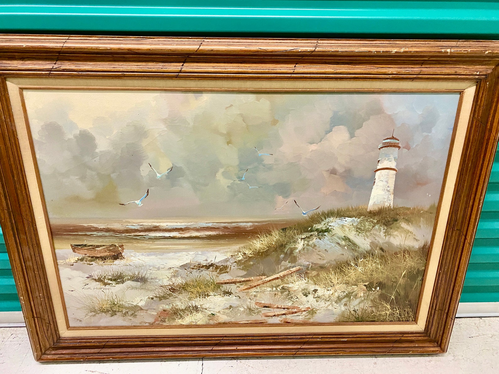 Orgional Karl Neumann Oil Paitning Canvas Large Seascape Beach Etsy