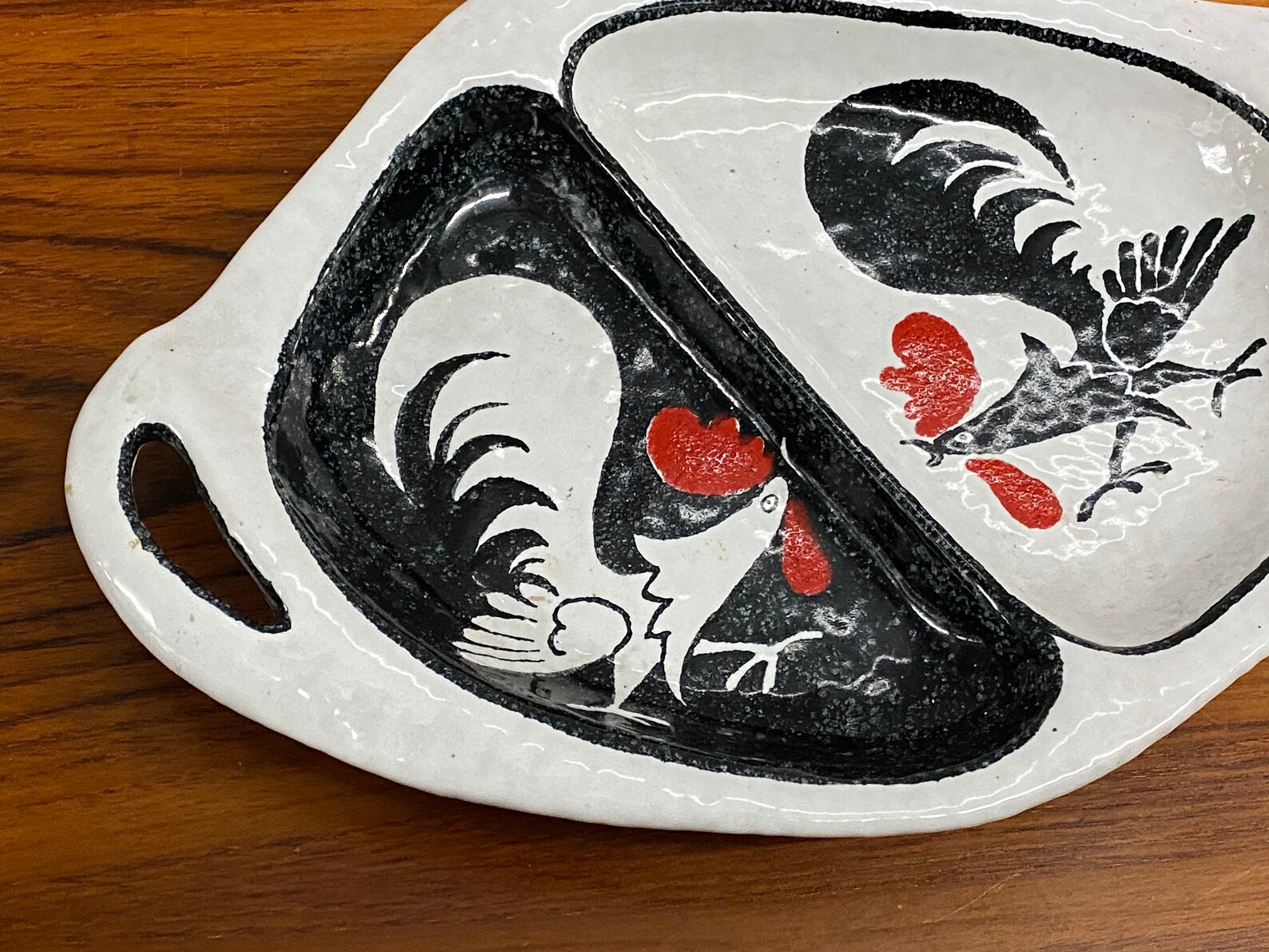 Vtg Mid Century Italian Ceramic Serving Plate Red White Black Etsy
