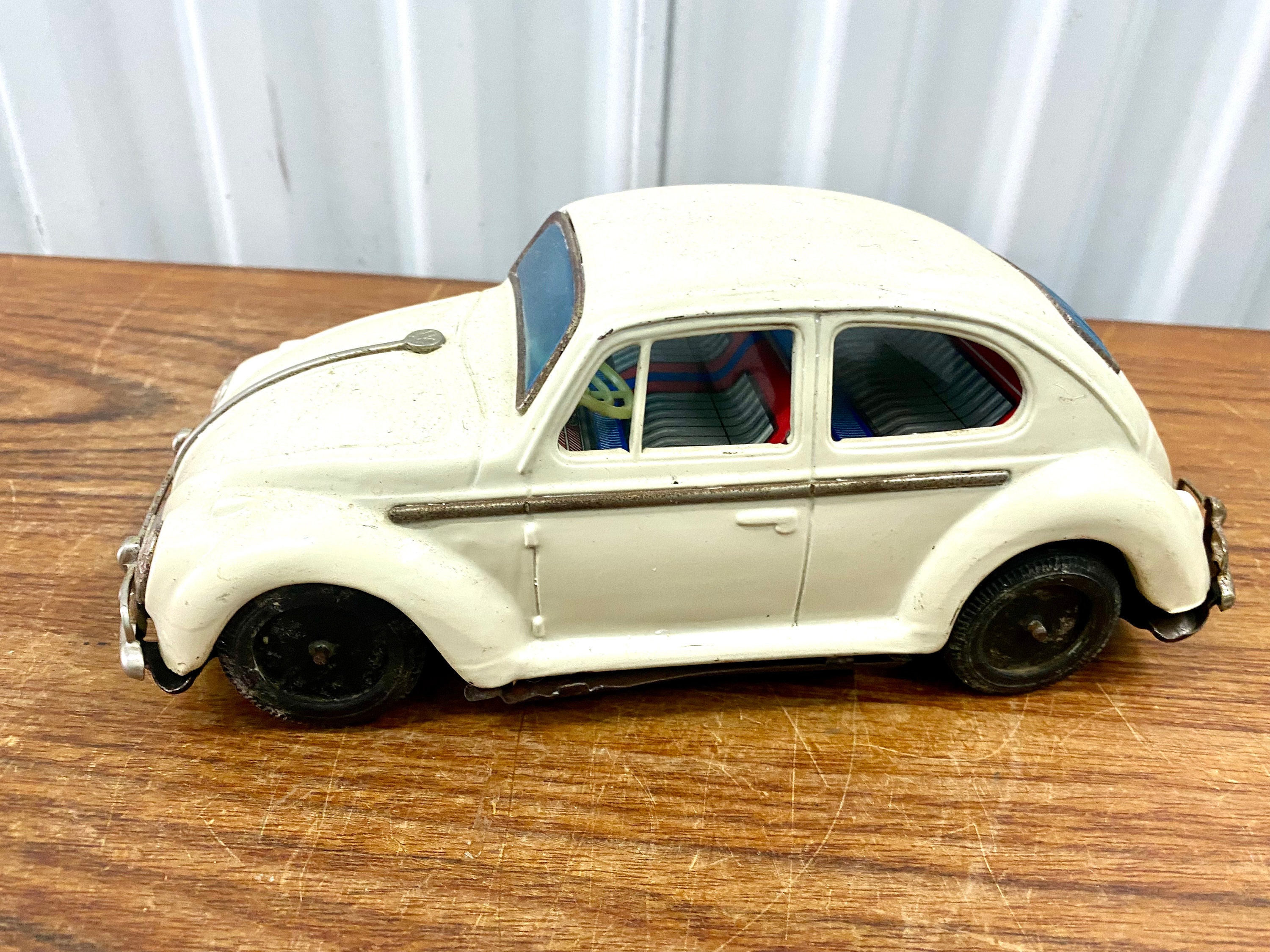 VTG 1960s Groovy Love Bug VW Volkswagen Beetle Metal Tin Toy Car Aoshin  Japan