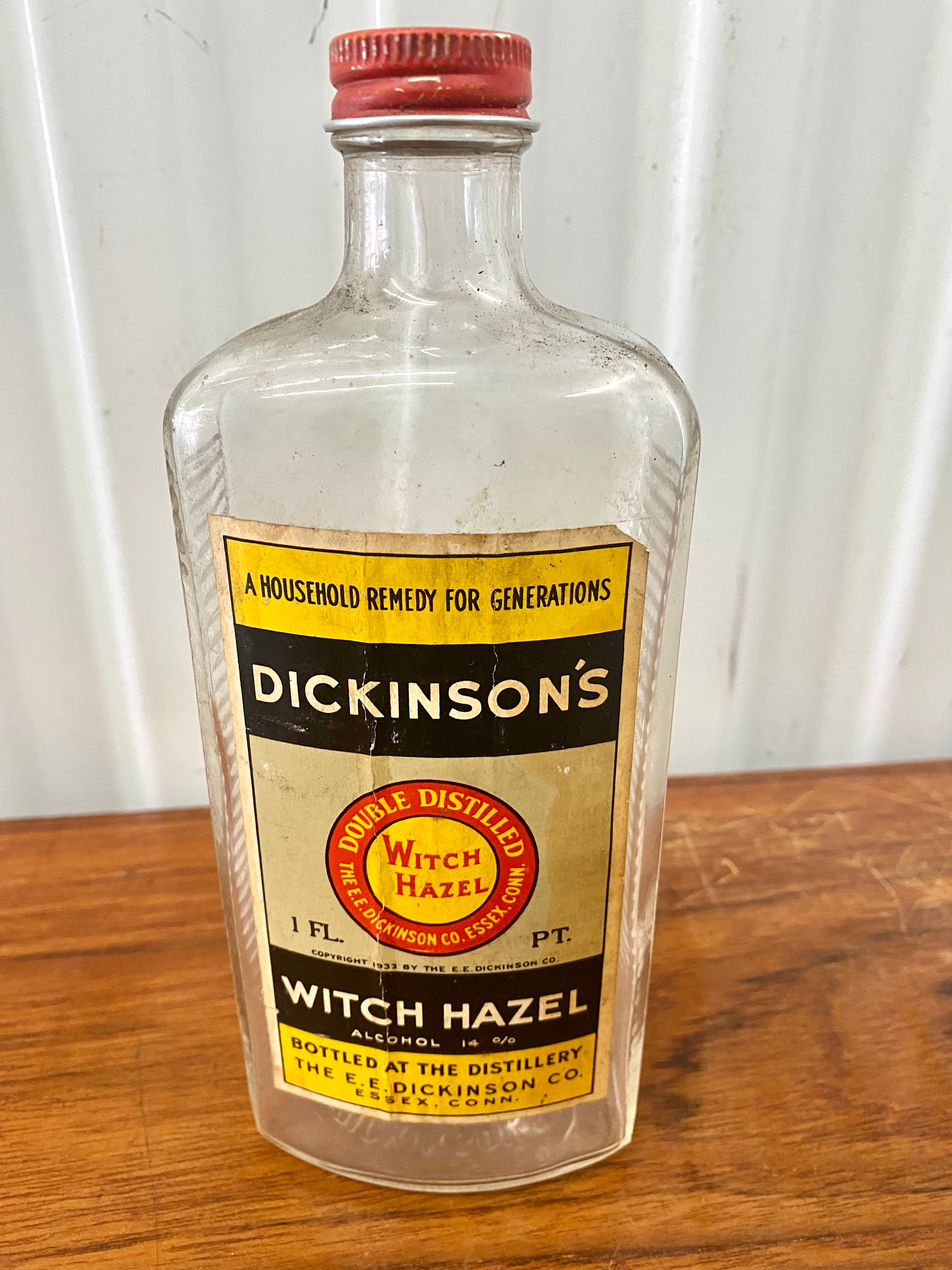 Vintage Dickinson s Witch Hazel Glass Bottle Medicine Medical