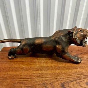 Vintage Mid Century Bronze Cougar Jaguar Panther Statue