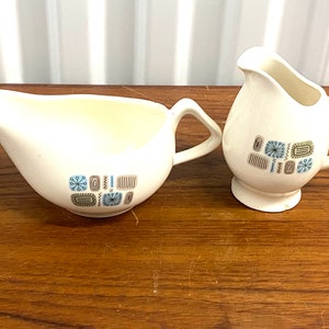 Saucière et crémier en poterie vintage Temporama de l'âge atomique de Canonsburg