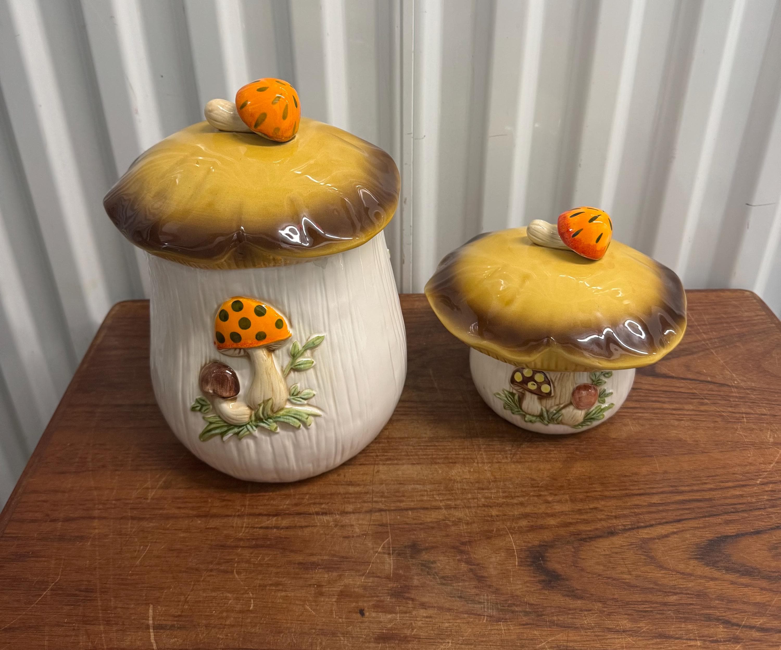 1970' 米国ヴィンテージ きのこ柄キャニスター２こセット マッシュルーム Mushroom Canister Set 1970s - Etsy