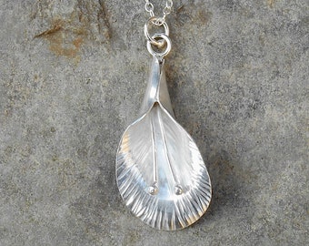 Textured Lily pendant - sterling silver