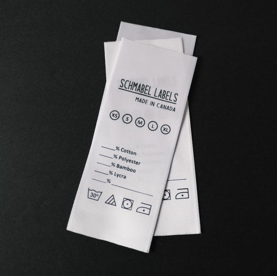 200 Custom Care/Content Labels (woven edges, fabric labels, sew-in custom care labels, garment labels)