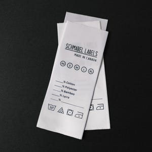 300 Custom Care/Content Labels (woven edges, fabric labels, sew-in custom care labels, garment labels)