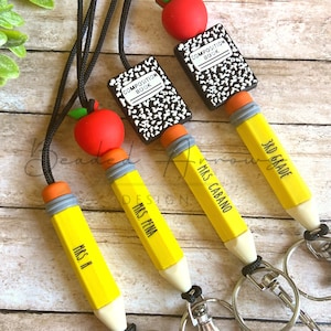 Teacher Lanyard, Pencil Lanyard, Teacher Custom Lanyard, Apple Lanyard, Back to School, Teacher Gift