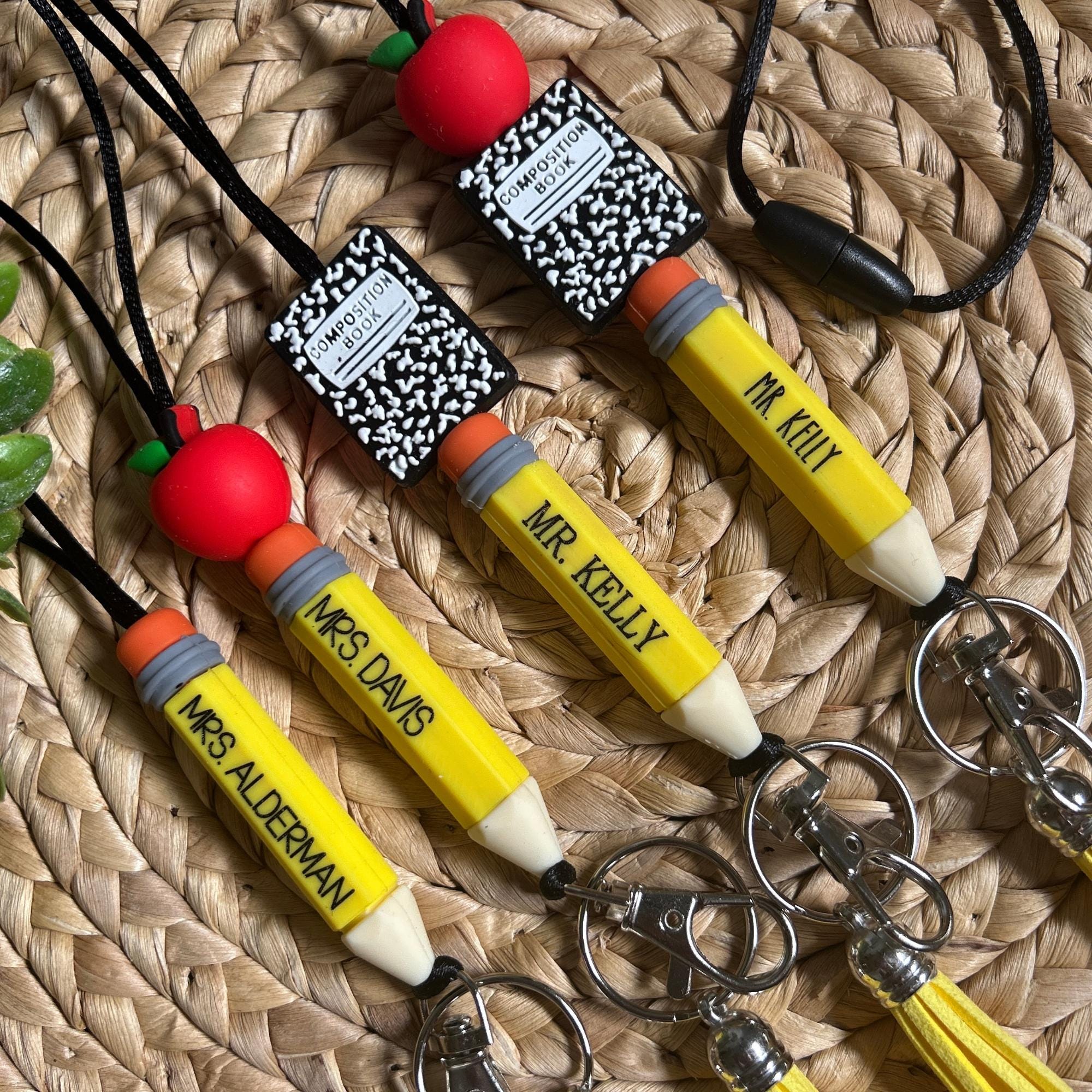 Teacher Lanyard, Pencil Lanyard, Teacher Custom Lanyard, Apple Lanyard, Back to School, Teacher Gift, Composition Notebook
