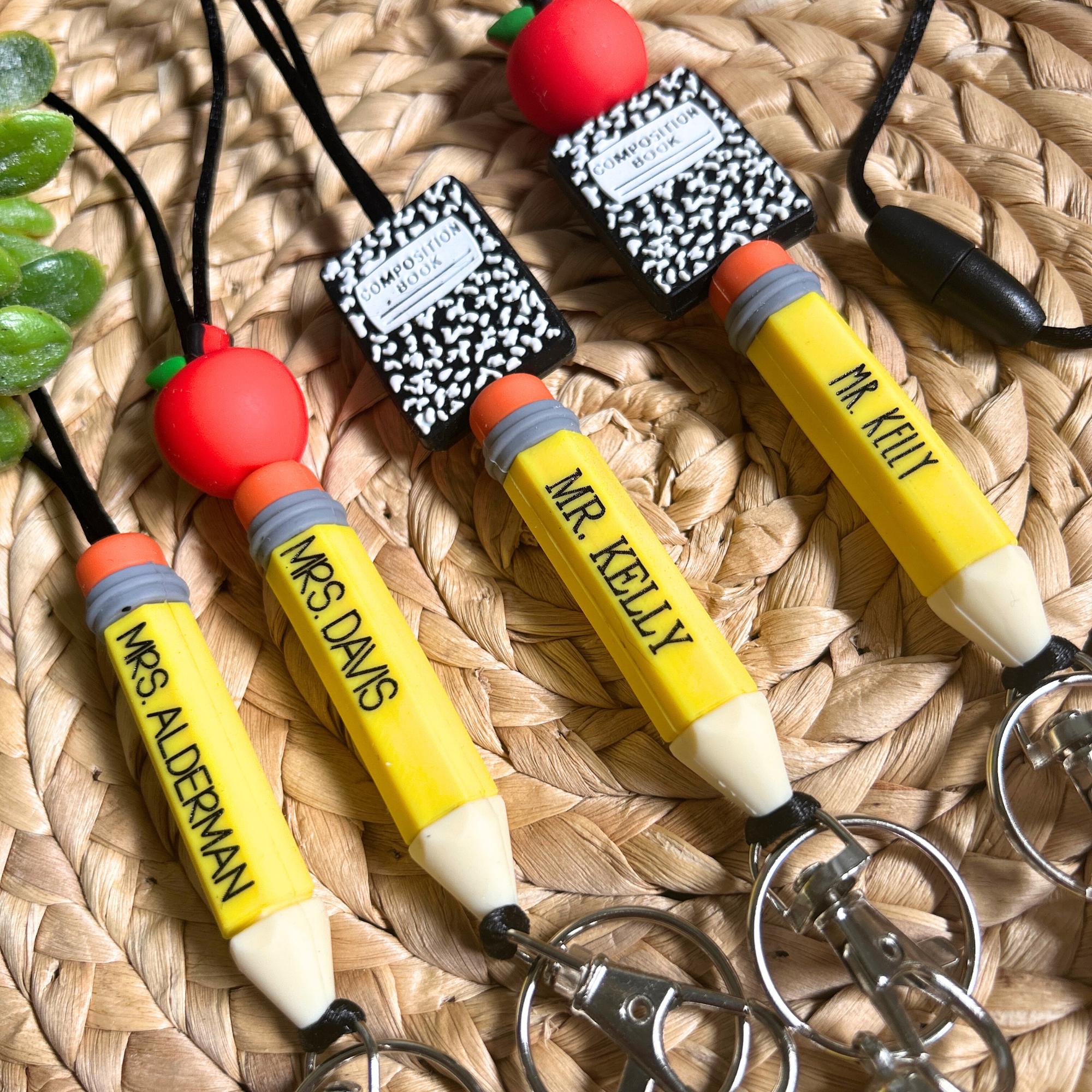 Teacher Lanyard, Pencil Lanyard, Teacher Custom Lanyard, Apple Lanyard, Back to School, Teacher Gift, Composition Notebook
