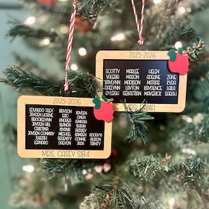 Class chalkboard ornament, class ornament, teacher ornament, tree name ornament, class list, teacher gift