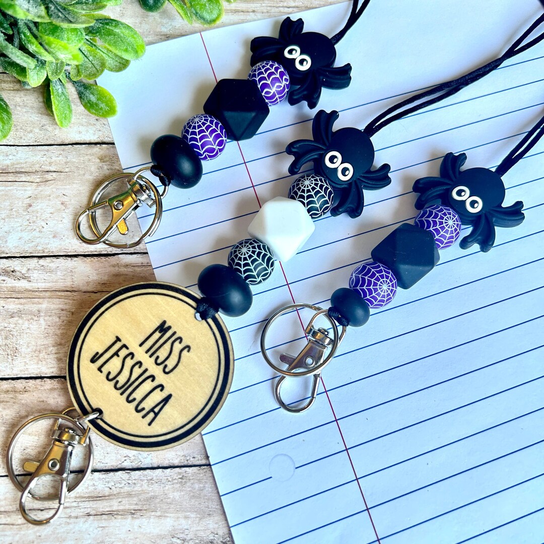 Spider Lanyard Teacher Lanyard Teacher Keychain Teach Etsy