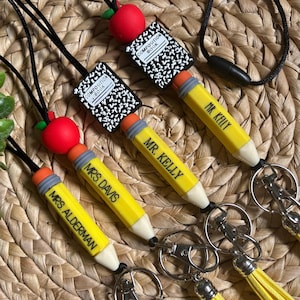 Teacher Lanyard, Pencil Lanyard, Teacher Custom Lanyard, Apple Lanyard, Back to School, Teacher Gift, Composition Notebook