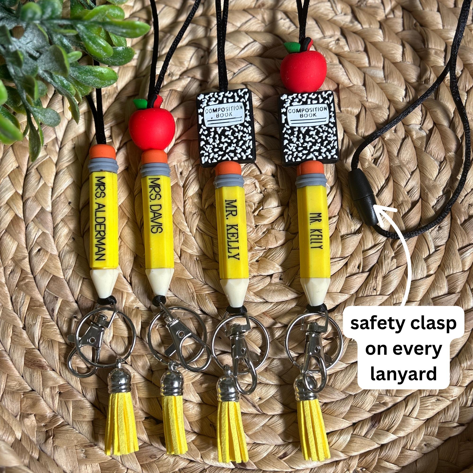 Teacher Lanyard, Pencil Lanyard, Teacher Custom Lanyard, Apple Lanyard, Back to School, Teacher Gift, Composition Notebook