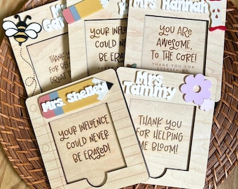 Post It Note Holder, Teacher Gift, Personalized Teacher Gift, Pencil, Back to School, Teacher Appreciation week, Teacher Christmas gift