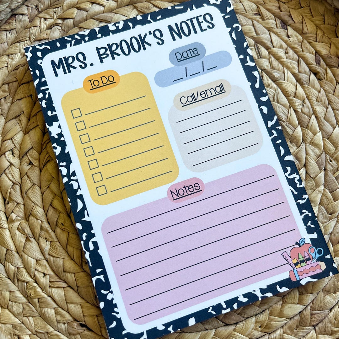 Daily to Do List Notepad, Personalized Teacher Gift, Custom Teacher ...