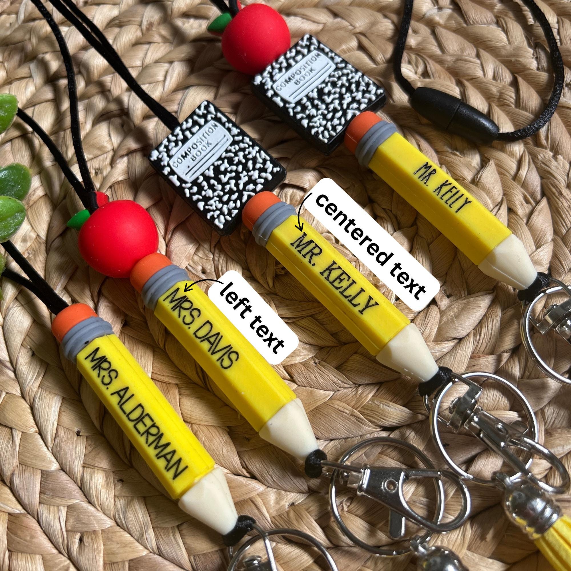 Teacher Lanyard, Pencil Lanyard, Teacher Custom Lanyard, Apple Lanyard, Back to School, Teacher Gift, Composition Notebook