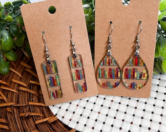 book earrings, acrylic earrings, library earrings, booktok earrings, teacher earrings, librarian
