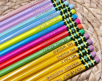 Personalized Engraved Pencils: Neon & Pastel Colors, Ticonderoga #2