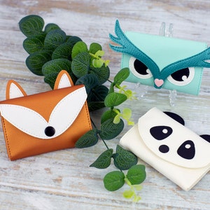 Animal Card Holder Sewing Pattern: Fox, Panda or Owl Wallet (PDF Pattern, SVG File)