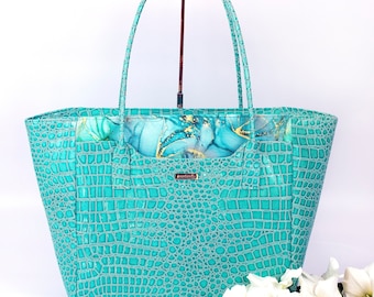 Cartamodello per borsa tote grande / Adatto a vinile e similpelle / Chiusura con cerniera / Borsa multiuso