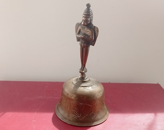 Oude Brons/Messing Hindoese Tempelklok - Hanuman