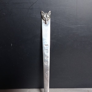 vintage Silver Foxhead Letter Opener- Hallmarked London 1968 - SJ Rosé & Son