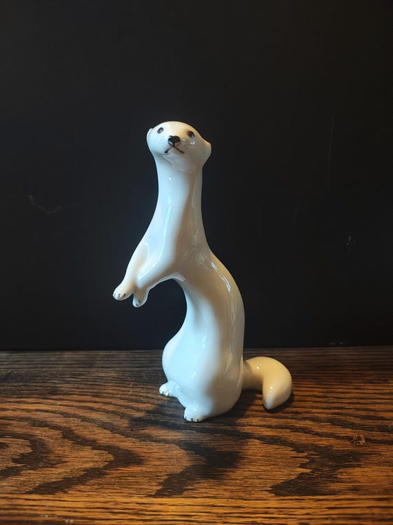 Soviet Era Lomonosov White Porcelain Stoat/ Ermine Figure ~ Made