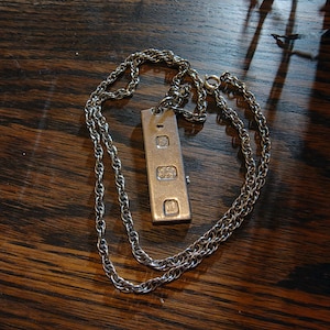 Vintage Hallmarked Sterling Silver Ingot Pendant Sheffield 1977