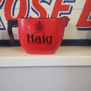 VINTAGE Haig Whiskey Water Pitcher - Red and Black