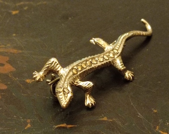 Vintage 835 Silver & Marcasite Salamander Brooch