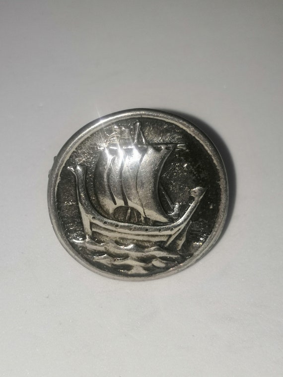 Vintage Silver Longboat Brooch Etsy UK