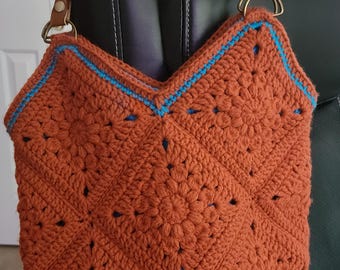 Crochet purse, handmade purse, hippie purse, retro purse, boho purse, crocheted bag, reusable bag, granny square purse, crochet handbag