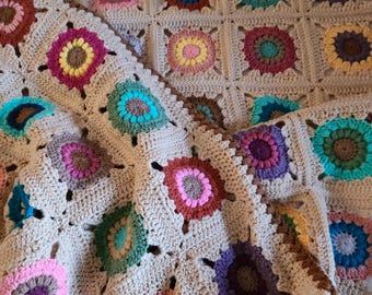 Baby Blanket, boho, handmade, baby gift, baby shower, colorful baby, granny square blanket, crib blanket, stroller blanket, crochet gift