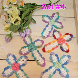 Cross Bookmarks/Ornaments.Hand Crocheted Alice's Granny Square Cross Set of 5. 4.25 L, 3.5 W. Ready to Ship image 1