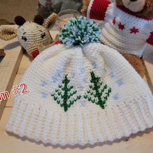 Trees/Snow Hat  Crochet Pattern Waistcoat St (Knit St)