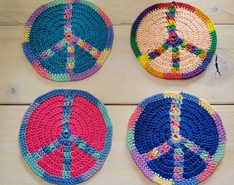 Peace Sign Coaster Thread Crocheted pdf Pattern