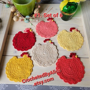 Chicken Coaster pdf Pattern Thread Crocheted