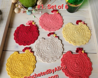 Chicken Coaster pdf Pattern Thread Crocheted