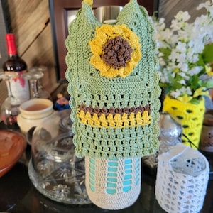 Sunflower Cellphone Crossbody Water Bottle Holder & Purse Thread Crocheted Pattern