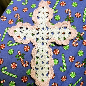 Cross Bookmark/Ornament Thread Crocheted Granny Square pdf Pattern image 2