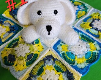 Lovey's. Baby Blanket 2 puppies and 1 sheep. Ready to ship! Crocheted.