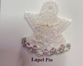 Angel Lapel Pin pdf Pattern Thread Crocheted