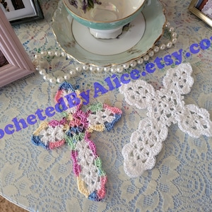 Cross Bookmark/Ornament Thread Crocheted Granny Square pdf Pattern image 1