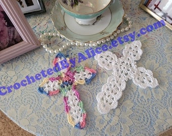 Cross Bookmark/Ornament Thread Crocheted Granny Square  pdf Pattern