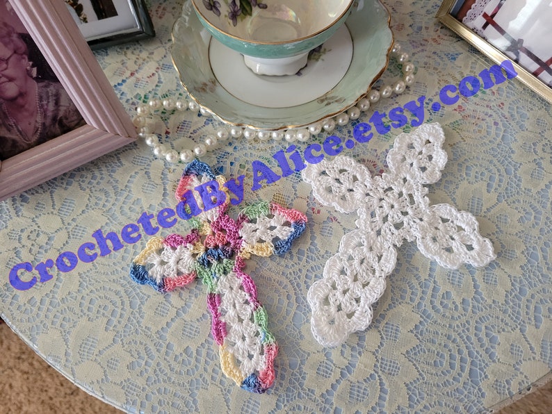 Cross Bookmark/Ornament Thread Crocheted Granny Square pdf Pattern image 1