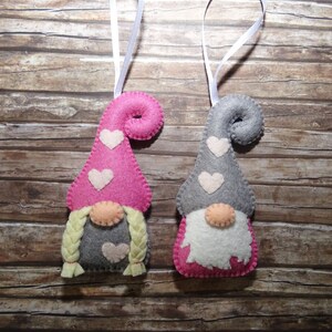 Wool felt gnomes ornaments, Set of 2, Dwarf ornament, Elf ornament, Nordic gnome, Scandinavian gnome, Gift, House decor