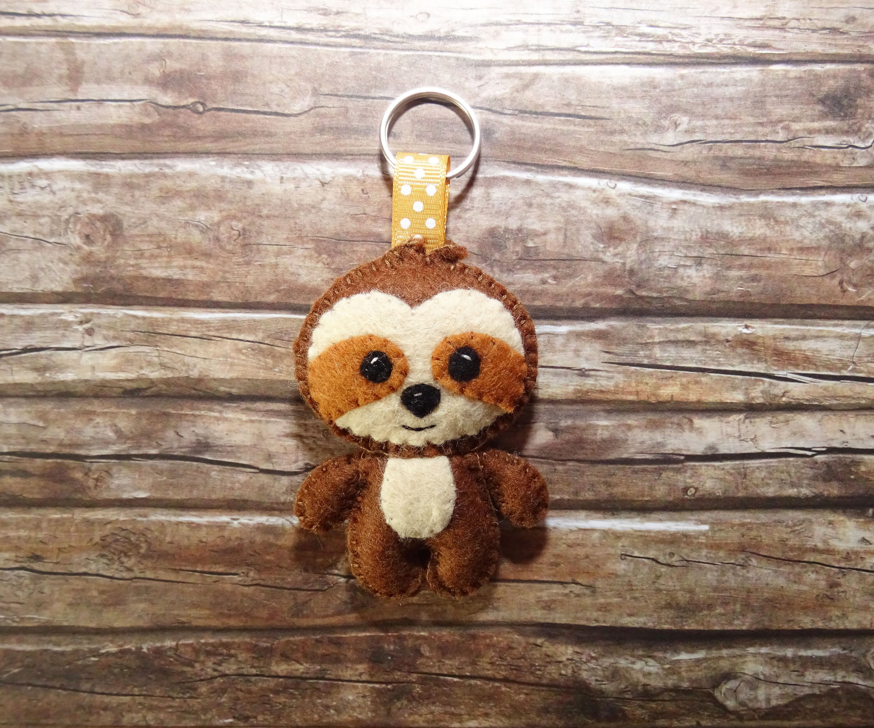 Wool felt sloth keychain Sloth keychain Keyring Plush Etsy