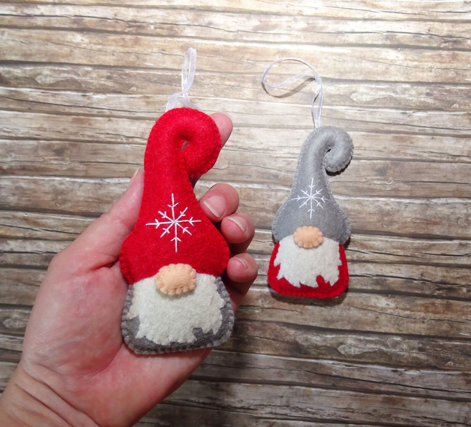 Christmas gnome Set of 2 Wool felt gnome Dwarf ornament Etsy