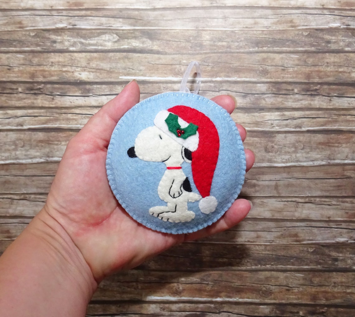Snoopy Christmas WOOL Felt Snoopy ornament Holiday Etsy