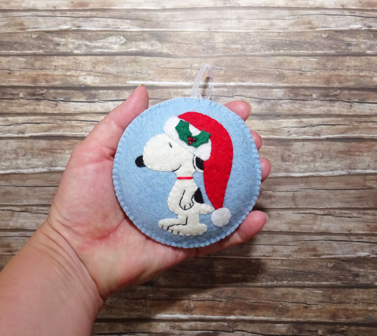 Snoopy Christmas WOOL Felt Snoopy ornament Holiday Etsy